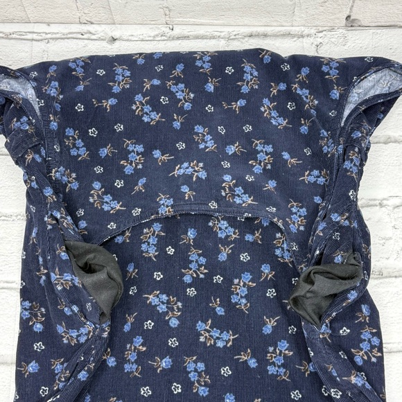 Bobbie Brooks Corduroy Jumper Dress Sz L Blue Floral Country Prairie Cottagecore - Picture 6 of 10